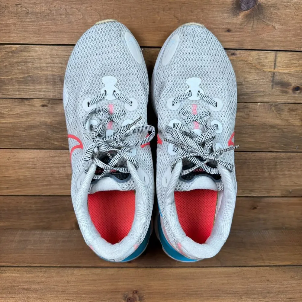 Nike Renew Run CK6360-101 Summit White Crimson Aqua Shoes Women's 9